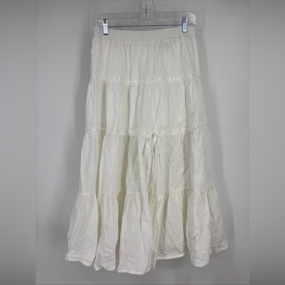 RSQ White Maxi Skirt Ribbon Lace Detail Size Medium